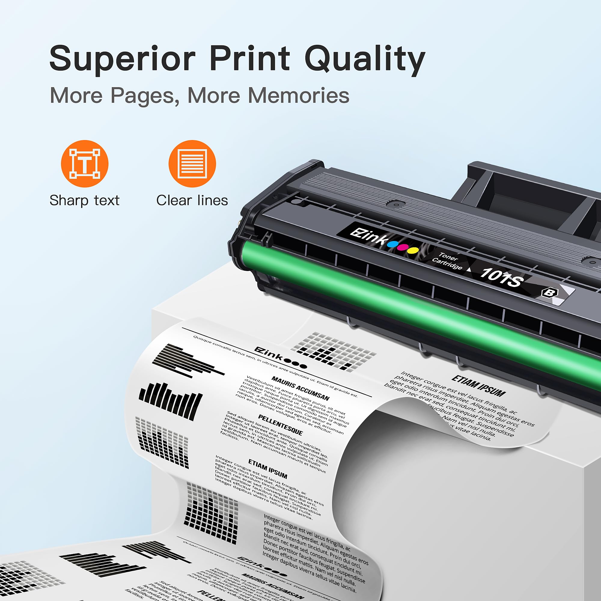 E-Z Ink Compatible Toner Cartridge Replacement for Samsung MLT-D101S 101S MLTD101S to use with ML-2166W ML-2160 ML-2165 SCX-3405W ML-2165W SCX-3405FW SCX-3400 SCX-3401FH SF-760P Printer (1 Black) - Image 3