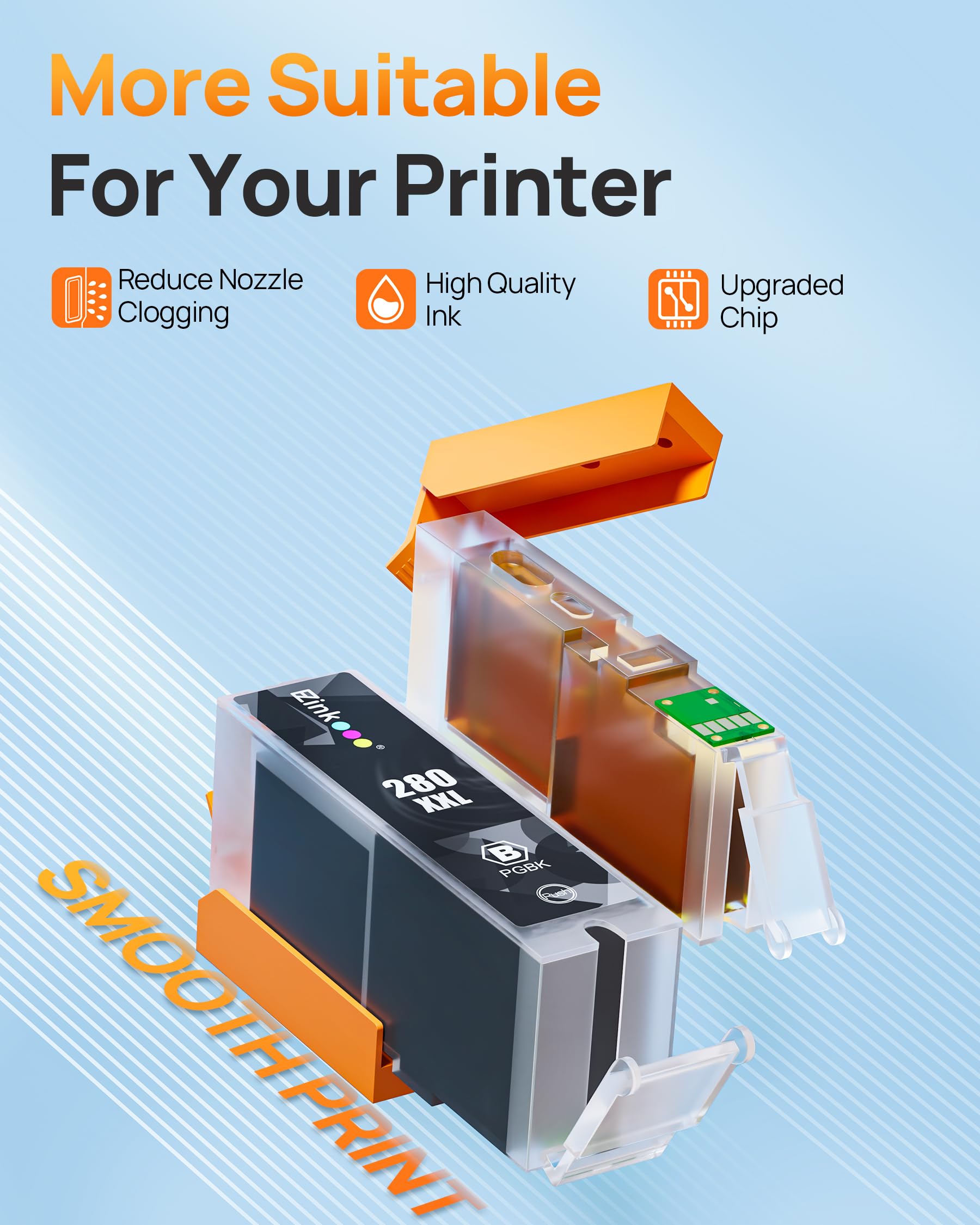 E-Z Ink Compatible Tr8620a Ink Cartridge Replacement for Canon PGI-280XXL CLI-281XXL 280 XXL 281 XXL Compatible with TR8520 TR8620a TR8620 TS702a TS9520 TS9521C TR8520 TS6220 TS6320 TS8220 (5 Pack) - Image 6