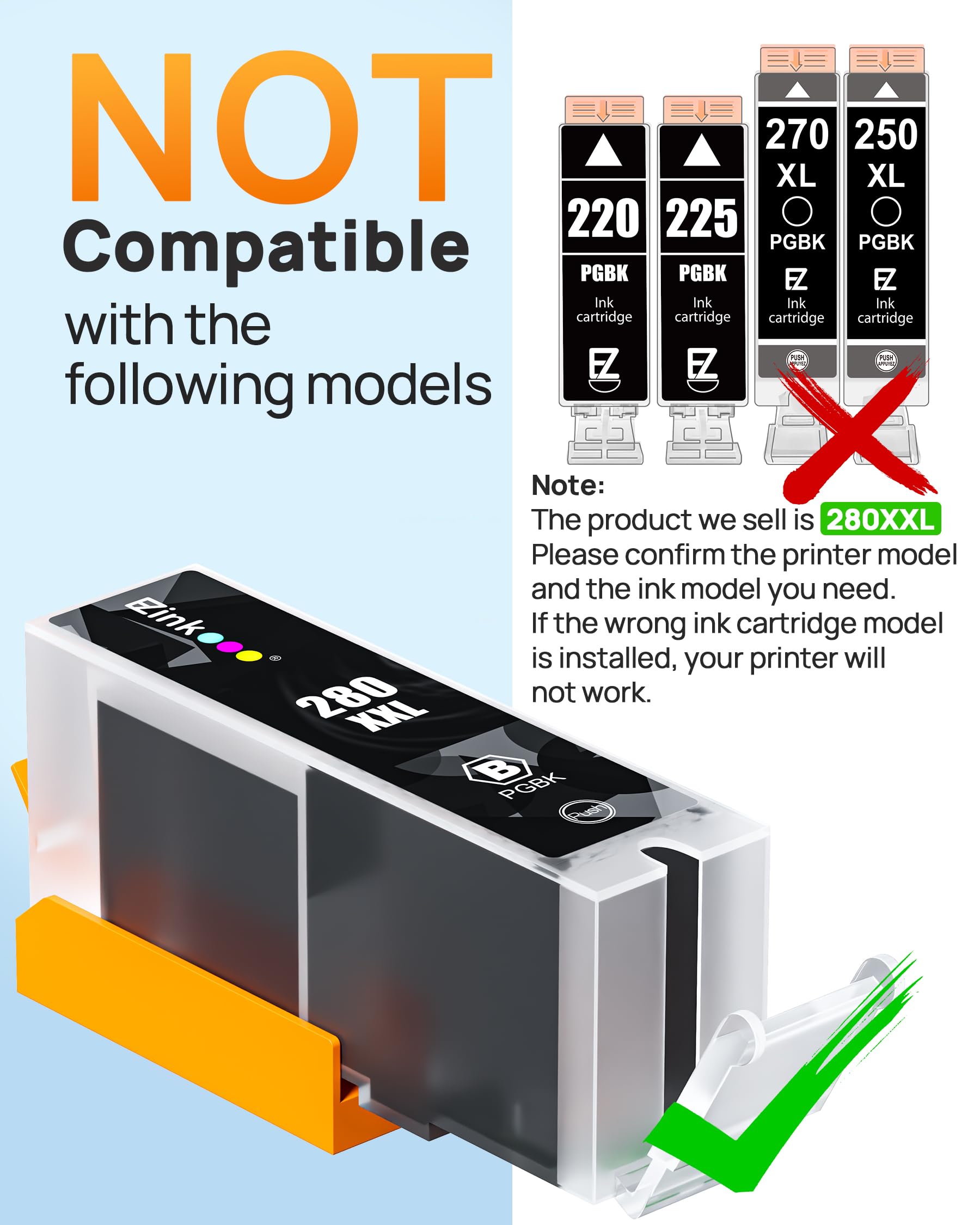 E-Z Ink Compatible Tr8620a Ink Cartridge Replacement for Canon PGI-280XXL CLI-281XXL 280 XXL 281 XXL Compatible with TR8520 TR8620a TR8620 TS702a TS9520 TS9521C TR8520 TS6220 TS6320 TS8220 (5 Pack) - Image 7
