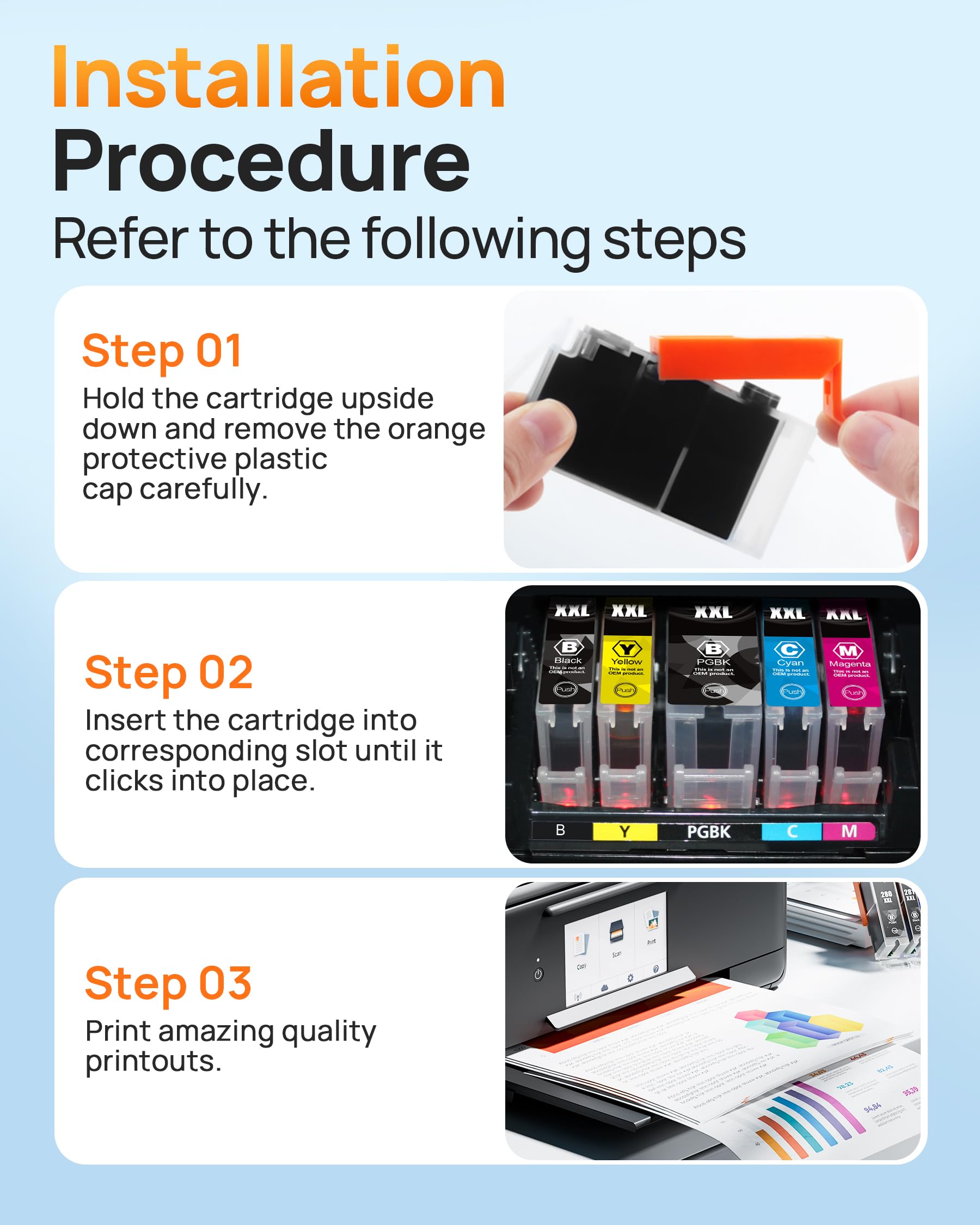 E-Z Ink Compatible Tr8620a Ink Cartridge Replacement for Canon PGI-280XXL CLI-281XXL 280 XXL 281 XXL Compatible with TR8520 TR8620a TR8620 TS702a TS9520 TS9521C TR8520 TS6220 TS6320 TS8220 (5 Pack) - Image 8