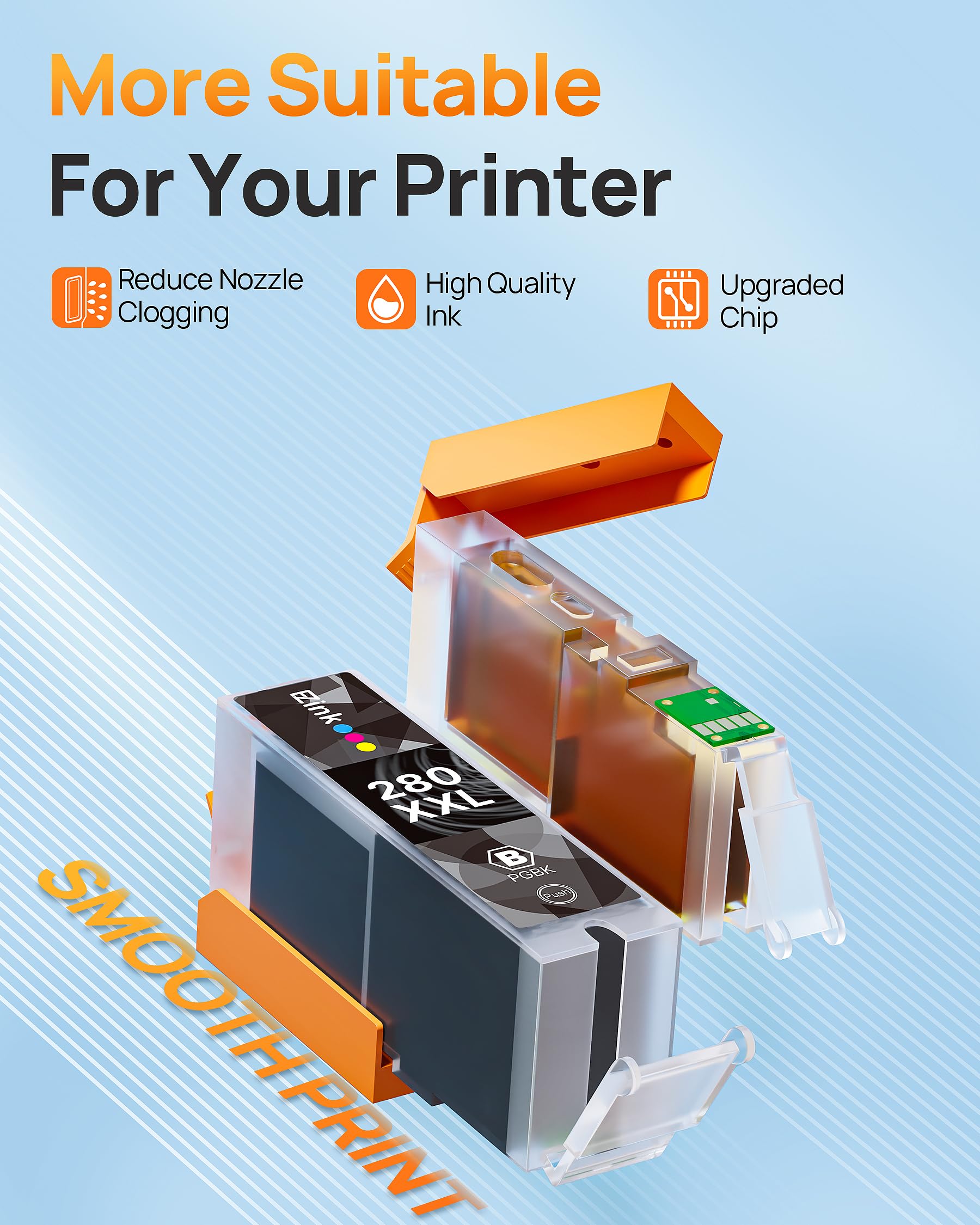 E-Z Ink Compatible TS9120 Ink Cartridge Replacement for Canon PGI-280XXL CLI-281XXL PGI 280XXL CLI 281XXL to use with PIXMA TS8320 TS8220 TS8120 (PGBK, Black, Photo Blue, Cyan, Magenta, Yellow) 6 Pack - Image 5