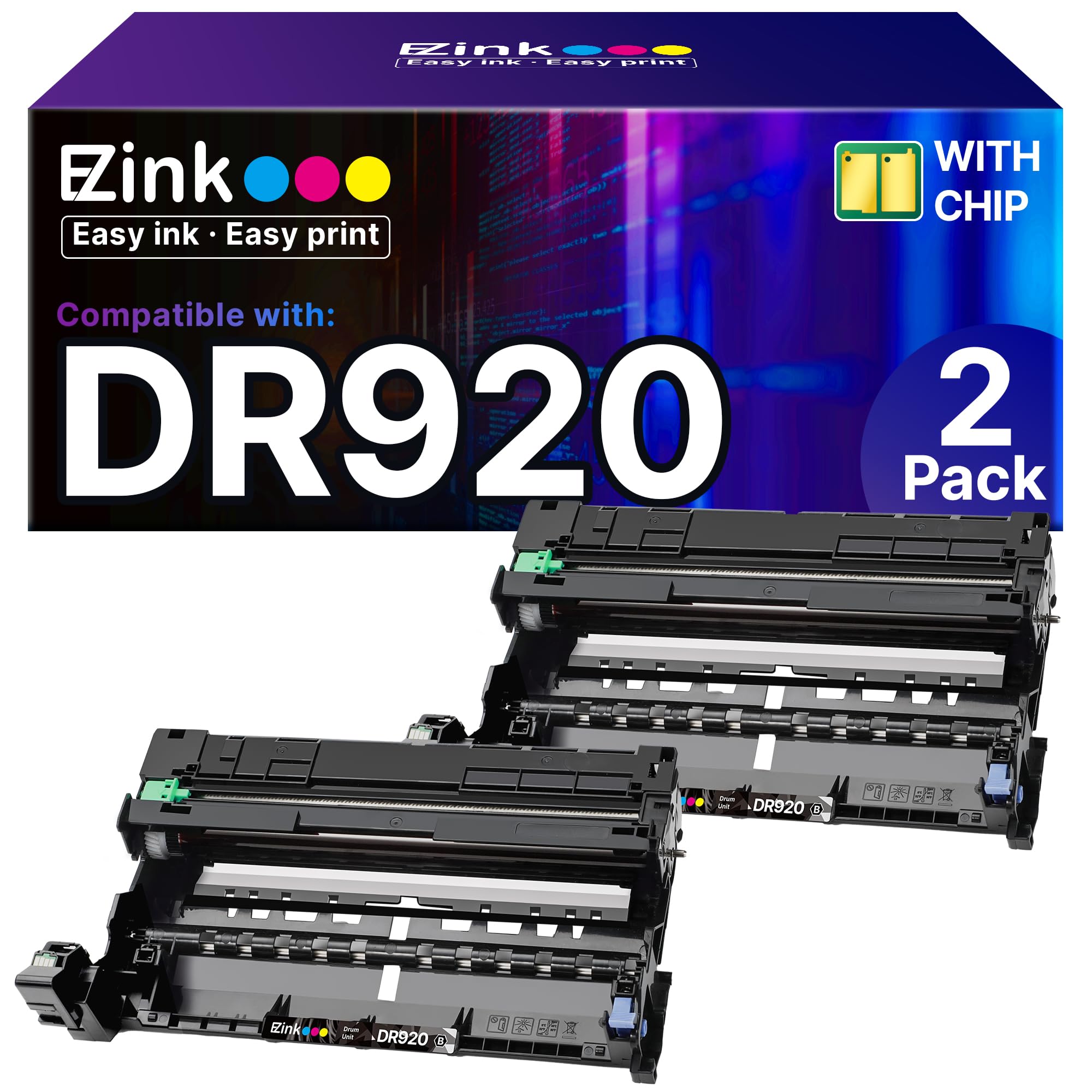 E-Z Ink DR920 DR-920 Drum Unit Compatible Replacement for Brother DR920 DR-920 DR 920 High Yield to Use with HL-L6210DW HL-L5210DW HL-L6210DWT HL-L5210DN HL-L5210DWT Printer, 2 Black DR920 Drum Unit