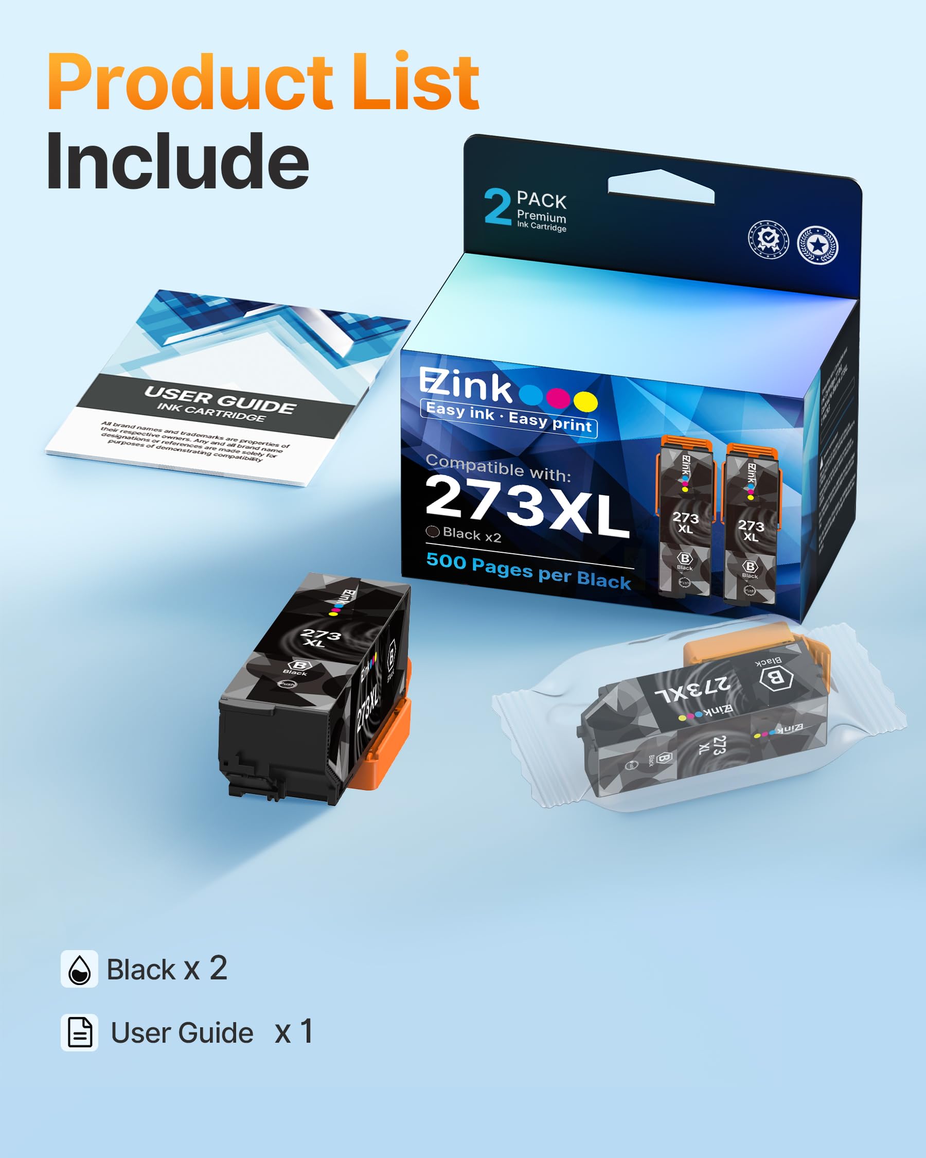 E-Z Ink (Remanufactured 273 Ink Cartridge Replacement for Epson 273xl T273XL to use with XP-520 XP-600 XP-610 XP-620 XP-800 XP-810 XP-820 (2 Black) - Image 6