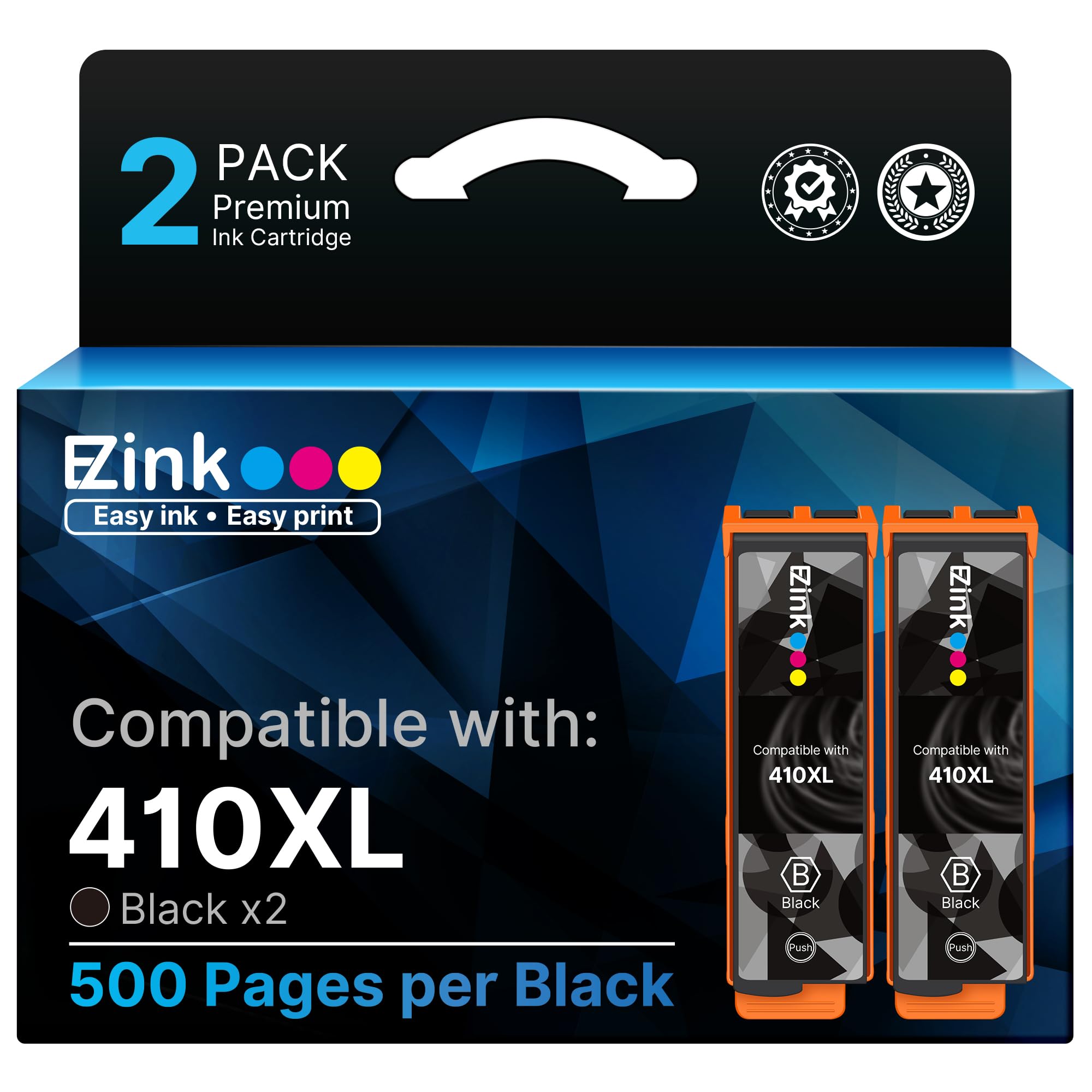 E-Z Ink Remanufactured for Epson 410XL 410 XL T410XL Ink Cartridges Black to use with Expression XP-640 XP-830 XP-7100 XP-530 XP-630 XP-635 Printer, 2 Black with Updated Chip