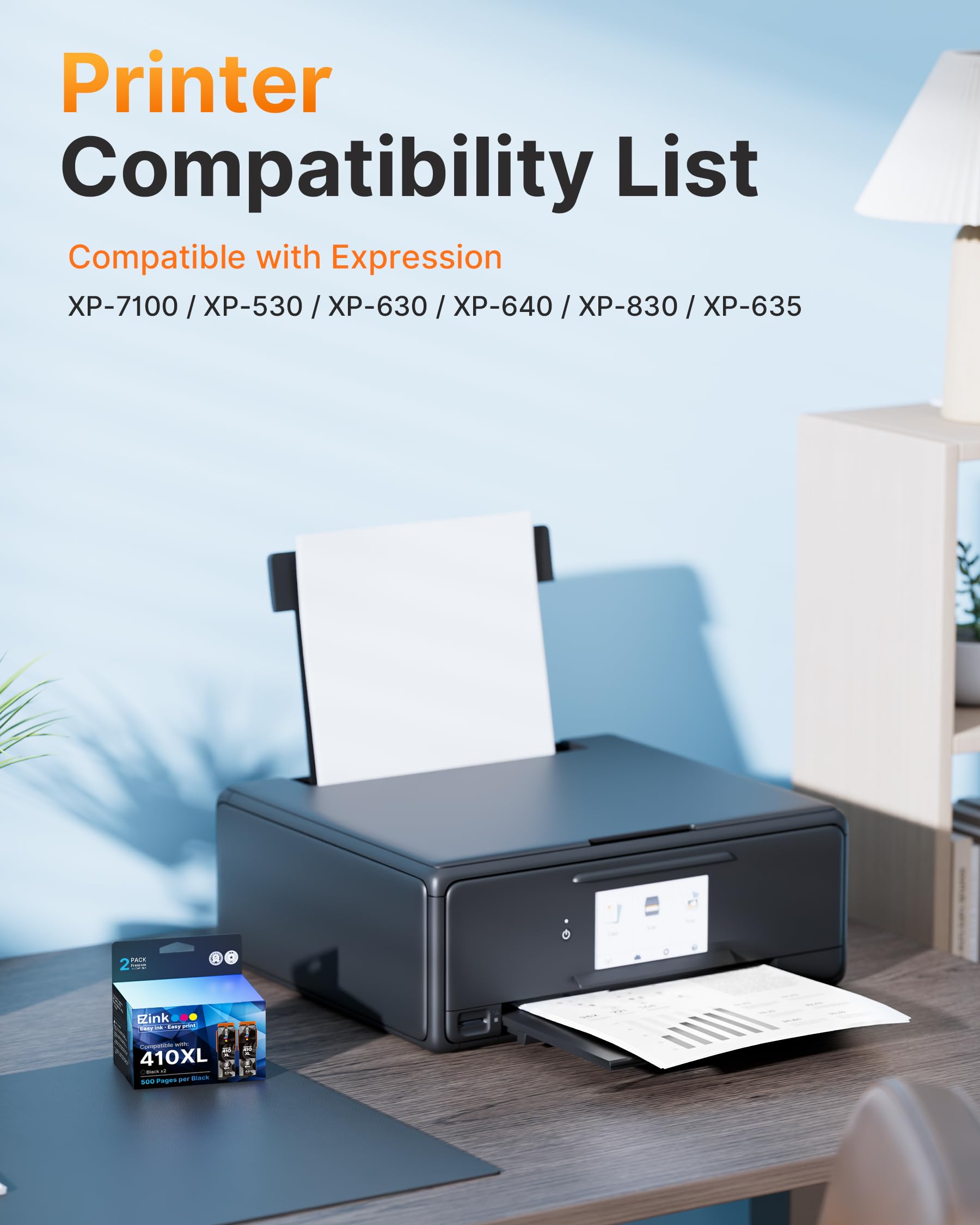 E-Z Ink Remanufactured for Epson 410XL 410 XL T410XL Ink Cartridges Black to use with Expression XP-640 XP-830 XP-7100 XP-530 XP-630 XP-635 Printer, 2 Black with Updated Chip - Image 2