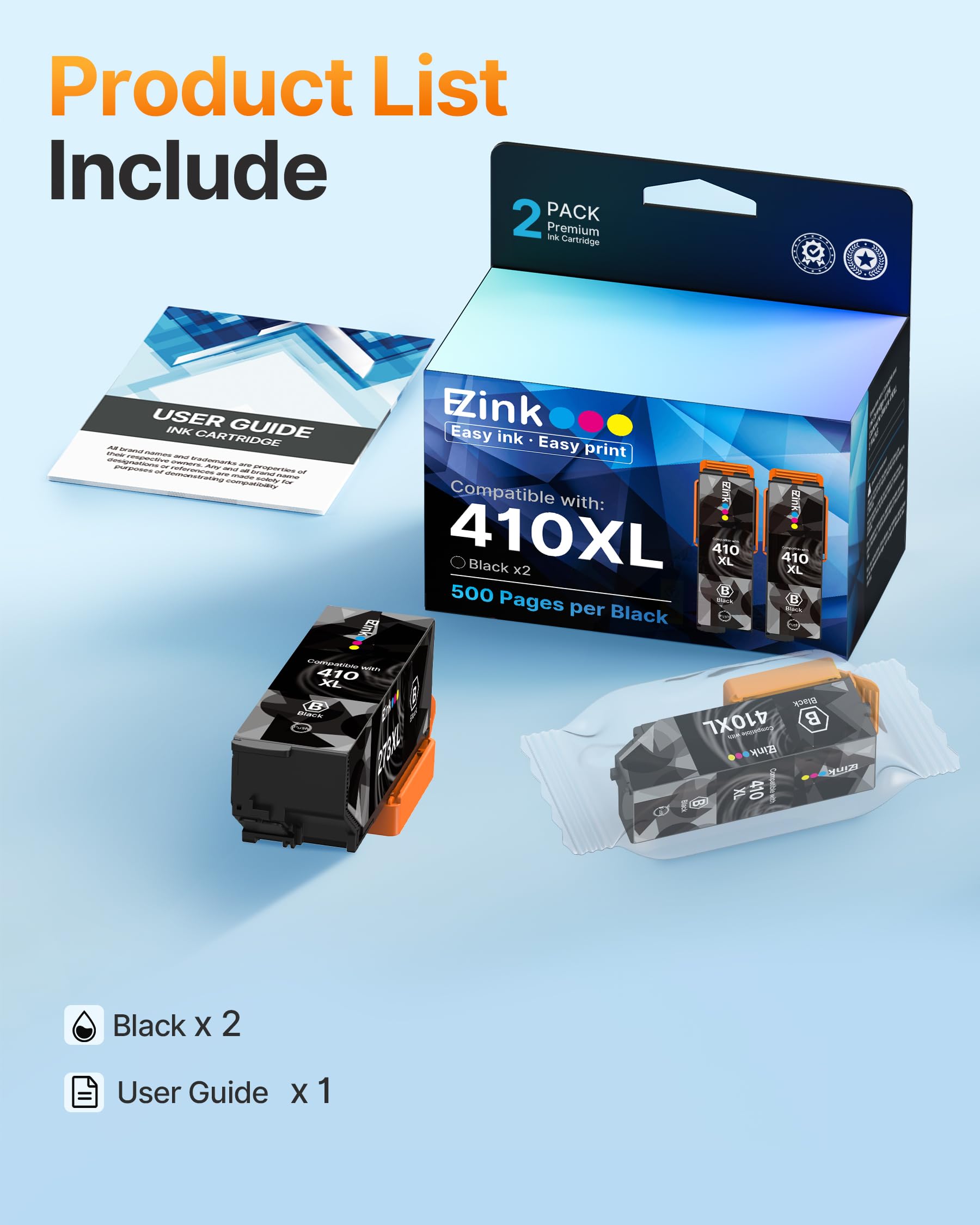 E-Z Ink Remanufactured for Epson 410XL 410 XL T410XL Ink Cartridges Black to use with Expression XP-640 XP-830 XP-7100 XP-530 XP-630 XP-635 Printer, 2 Black with Updated Chip - Image 6