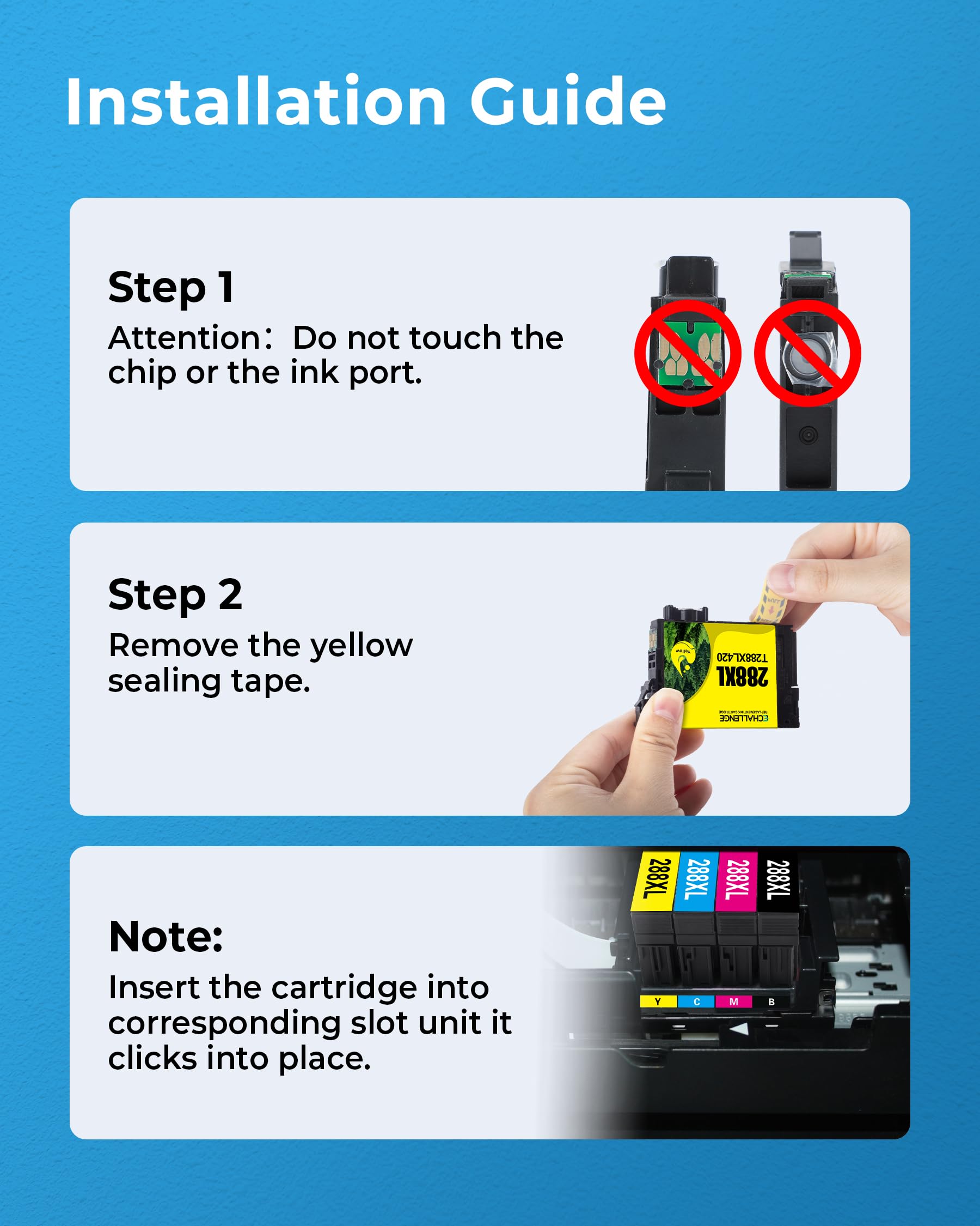 E-Z Ink Remanufactured Ink Cartridge Replacement for Epson 288 288XL High Yield to use with XP-440 XP-446 XP-330 XP-340 XP-430 (2 Black, 1 Cyan, 1 Magenta, 1 Yellow with Latest Upgraded Chips) - Image 6