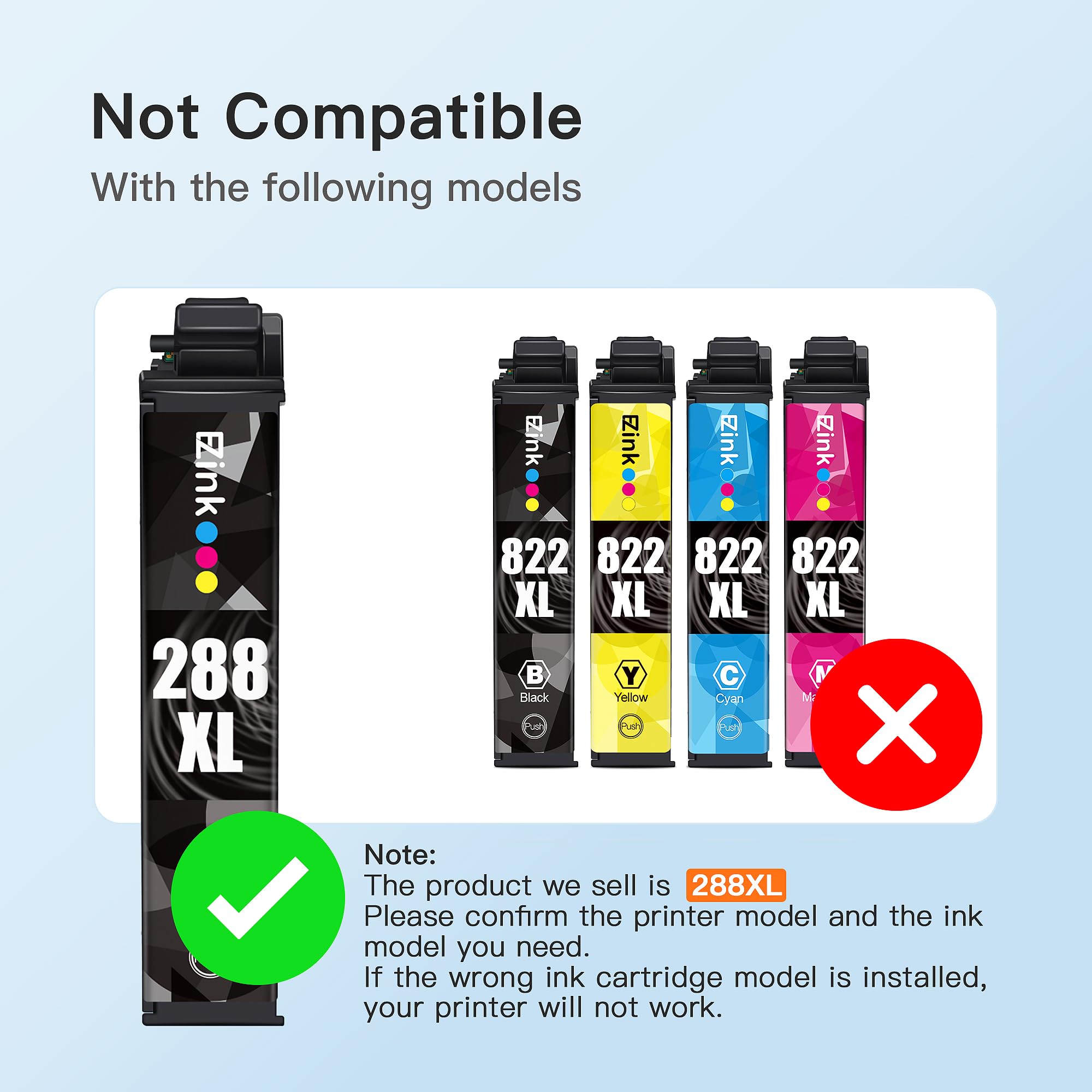 E-Z Ink Remanufactured Ink Cartridge Replacement for Epson 288XL 288 XL T288XL High Yield to use with Expression Home XP-330 XP-430 XP-446 XP-440 XP-340 (Upgraded Version, 4 Pack) - Image 5