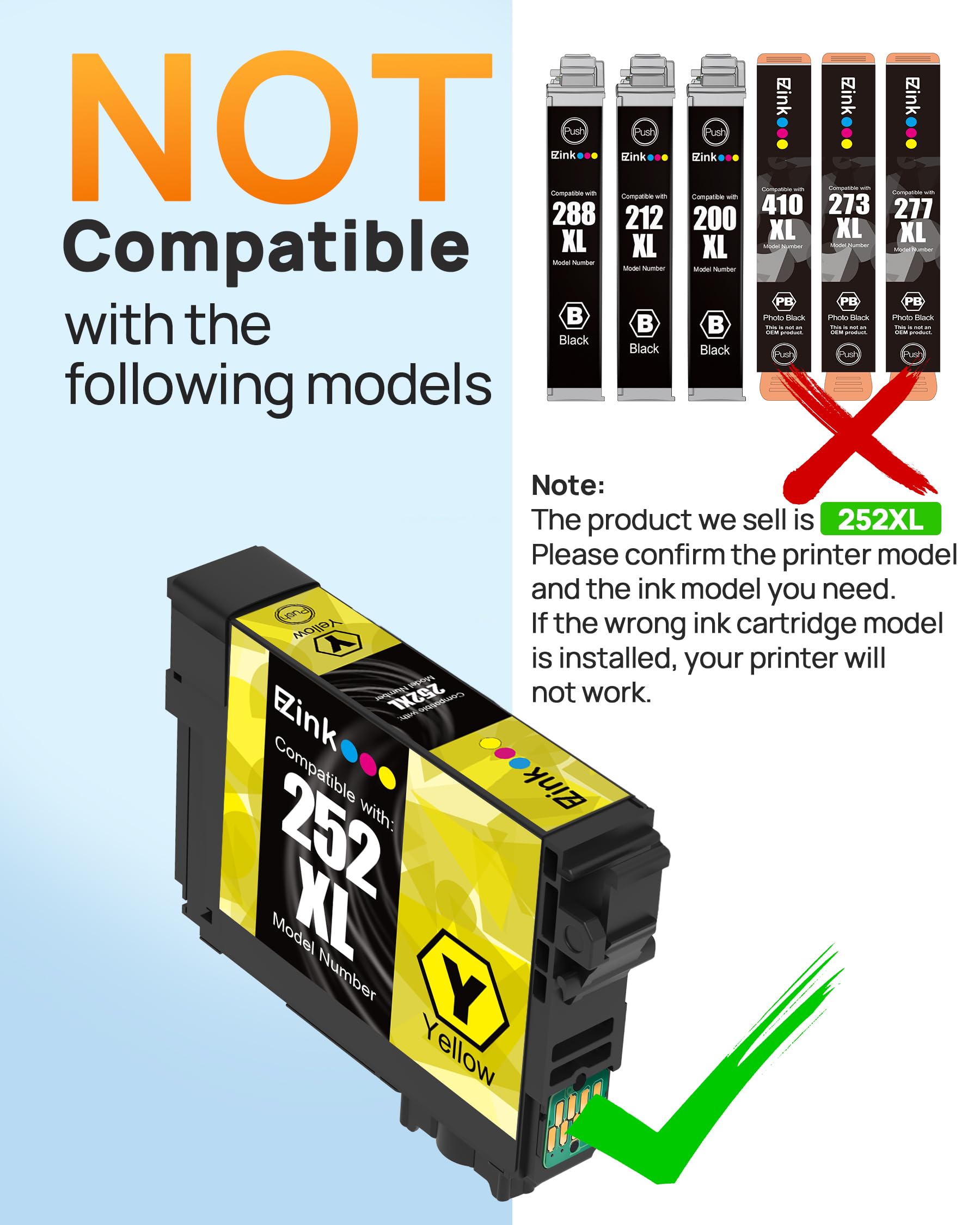 E-Z Ink (Remanufactured Ink Cartridge Replacement for Epson 252XL 252 XL T252XL120 to use with Workforce WF-7110 WF-7720 WF-7710 WF-3620 WF-3640 (1 Large Black, 1 Cyan, 1 Magenta, 1 Yellow) 4 Pack - Image 6