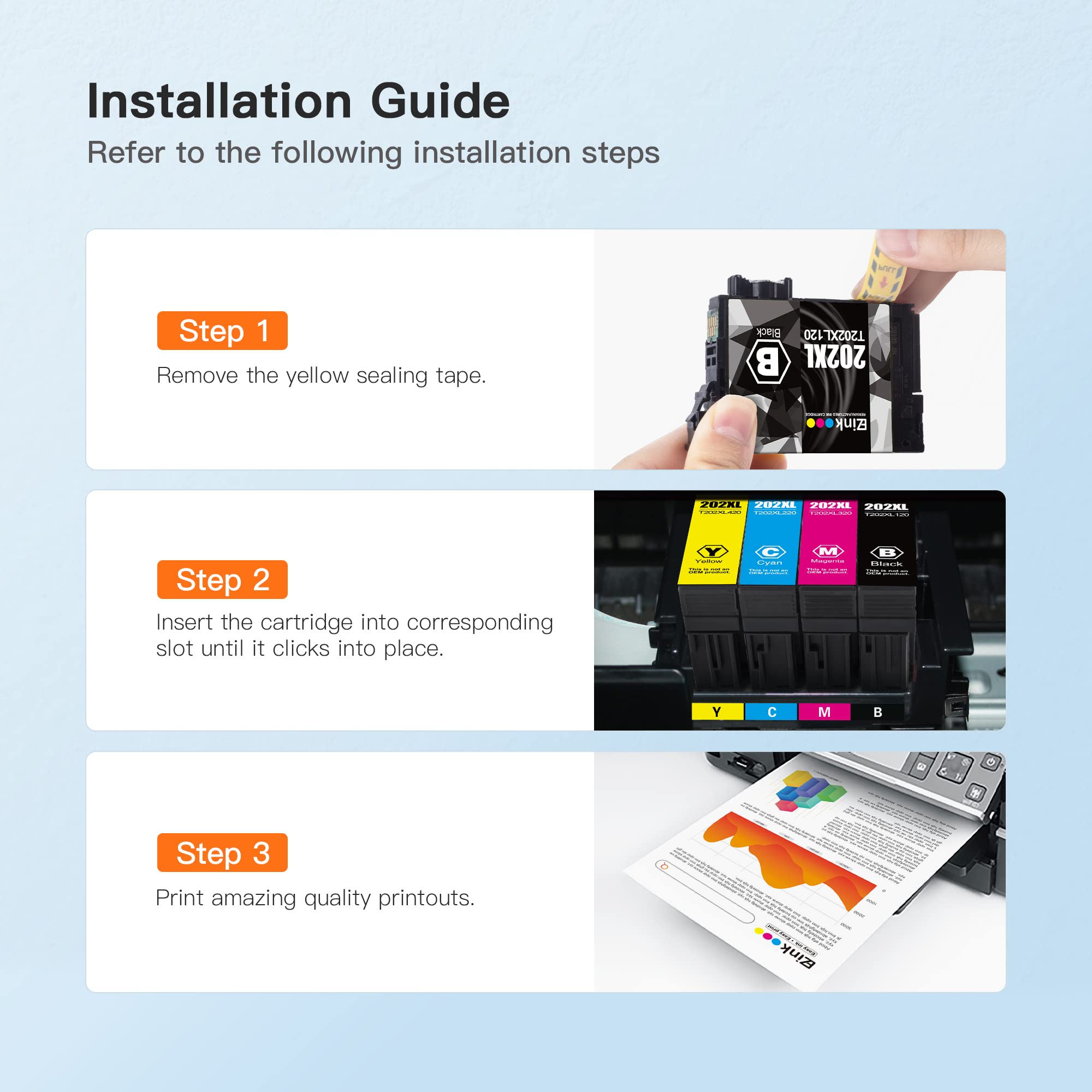 E-Z Ink Remanufactured Ink Cartridge Replacement for Epson 202XL 202 XL T202XL to Use with Workforce WF-2860 Use with Expression Home XP-5100 Printer New Upgraded Chips(Black,2 Pack) - Image 5