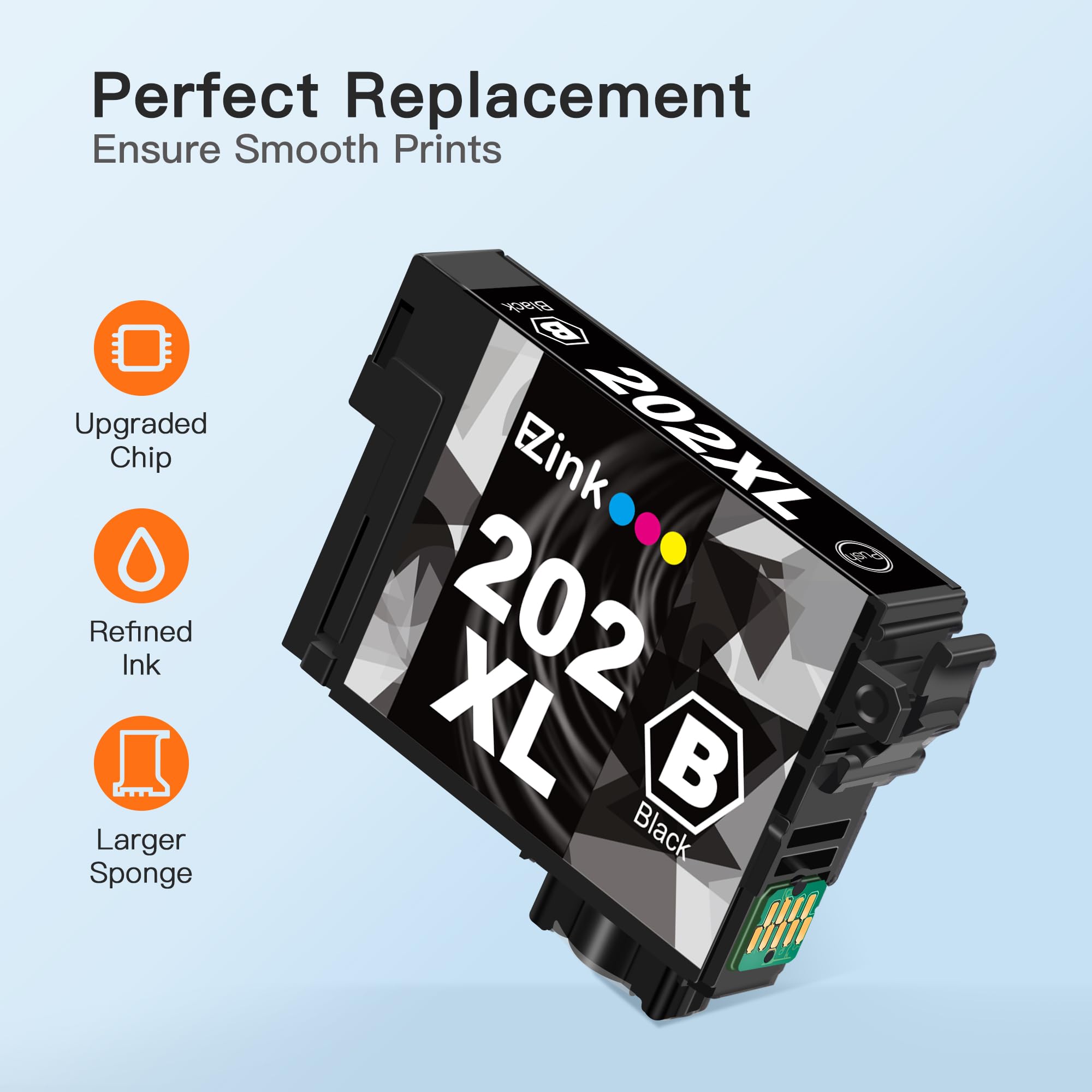 E-Z Ink Remanufactured Ink Cartridge Replacement for Epson 202XL 202 XL T202XL to Use with Workforce WF-2860 Use with Expression Home XP-5100 Printer New Upgraded Chips(Black,2 Pack) - Image 6