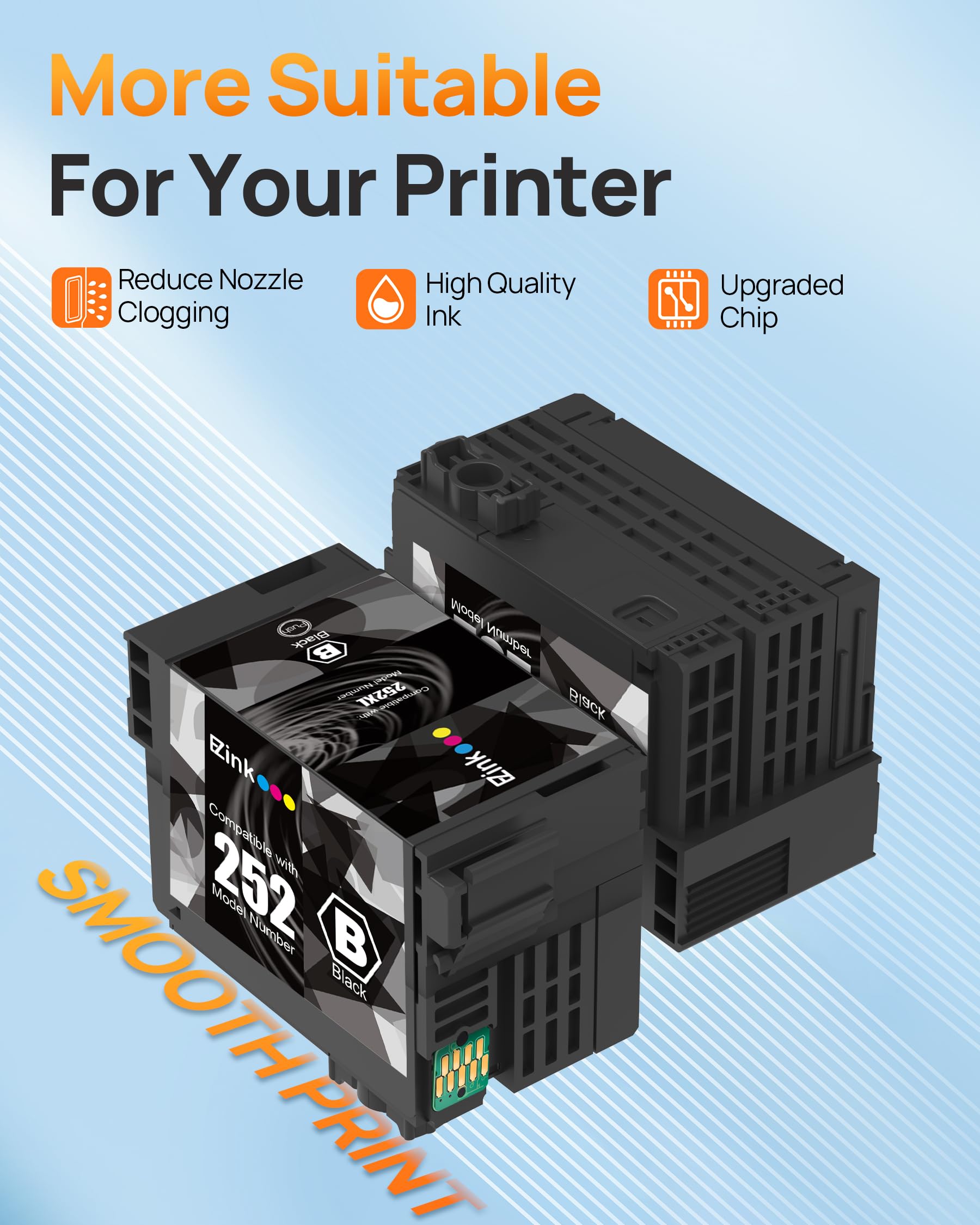 E-Z Ink (Remanufactured Ink Cartridge Replacement for Epson 252XL T252XL T252120 to use with Workforce WF-7110 WF-7710 WF-7720 WF-3640 WF-3620 Standard Capacity (4 Black) 4 Pack - Image 5