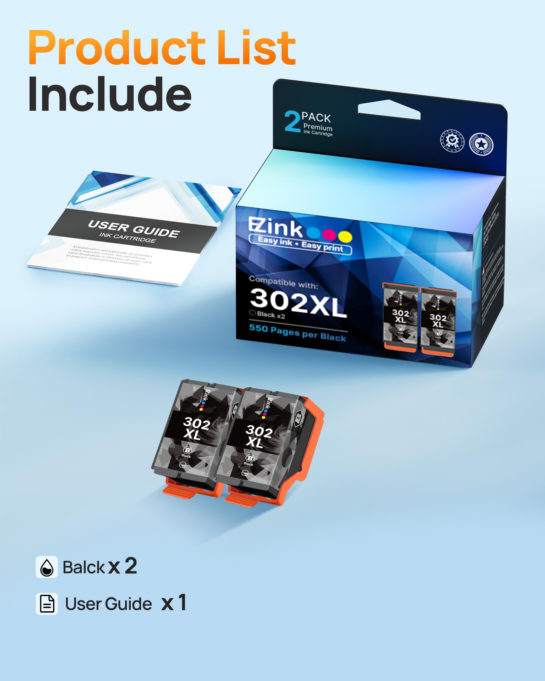 E-Z Ink Remanufactured Ink Cartridge Replacement for Epson 302XL 302 302 XL T302XL to use with Expression Premium XP-6100 XP-6000 XP 6100 XP 6000 Printer (Black, 2 Pack) - Image 5