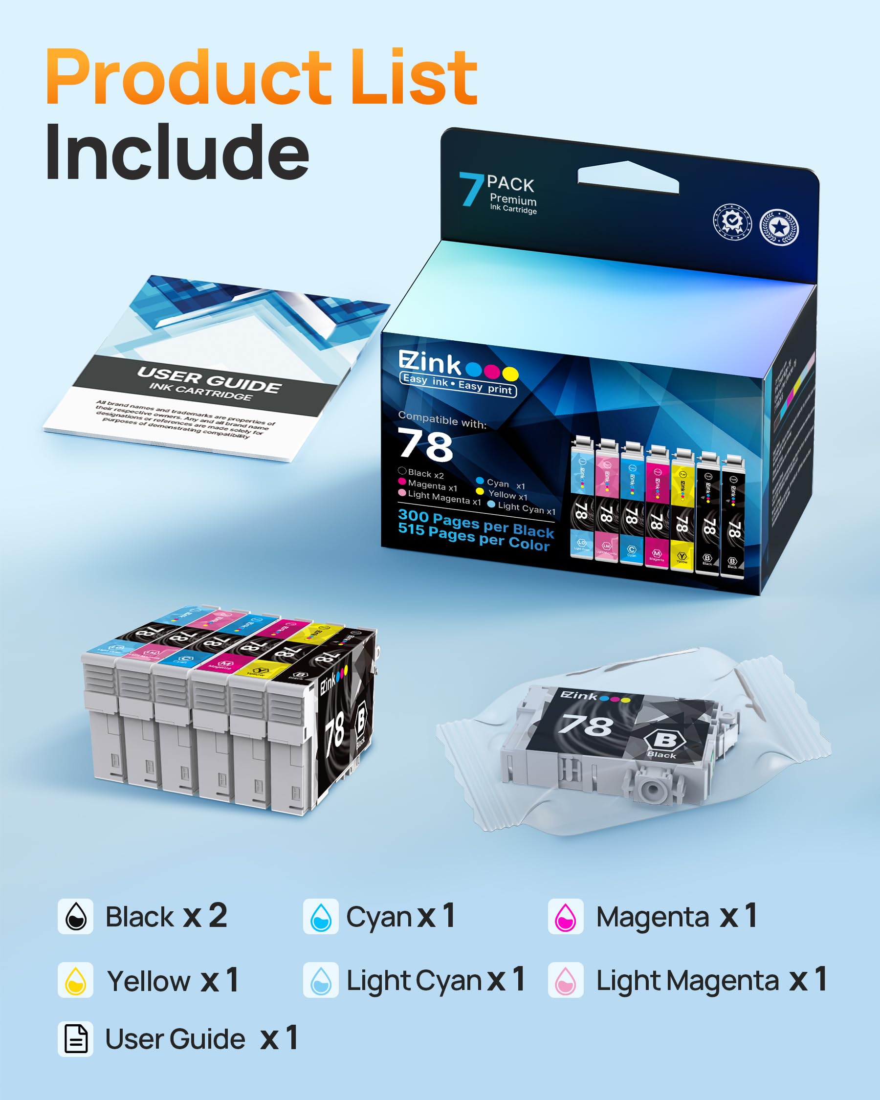 E-Z Ink Remanufactured Ink Cartridge Replacement for Epson 78 T078 Combo Pack to use with Artisan 50 Stylus Photo R260 R280 R380 RX580 RX595 RX680 Printer (7 Pack) - Image 5