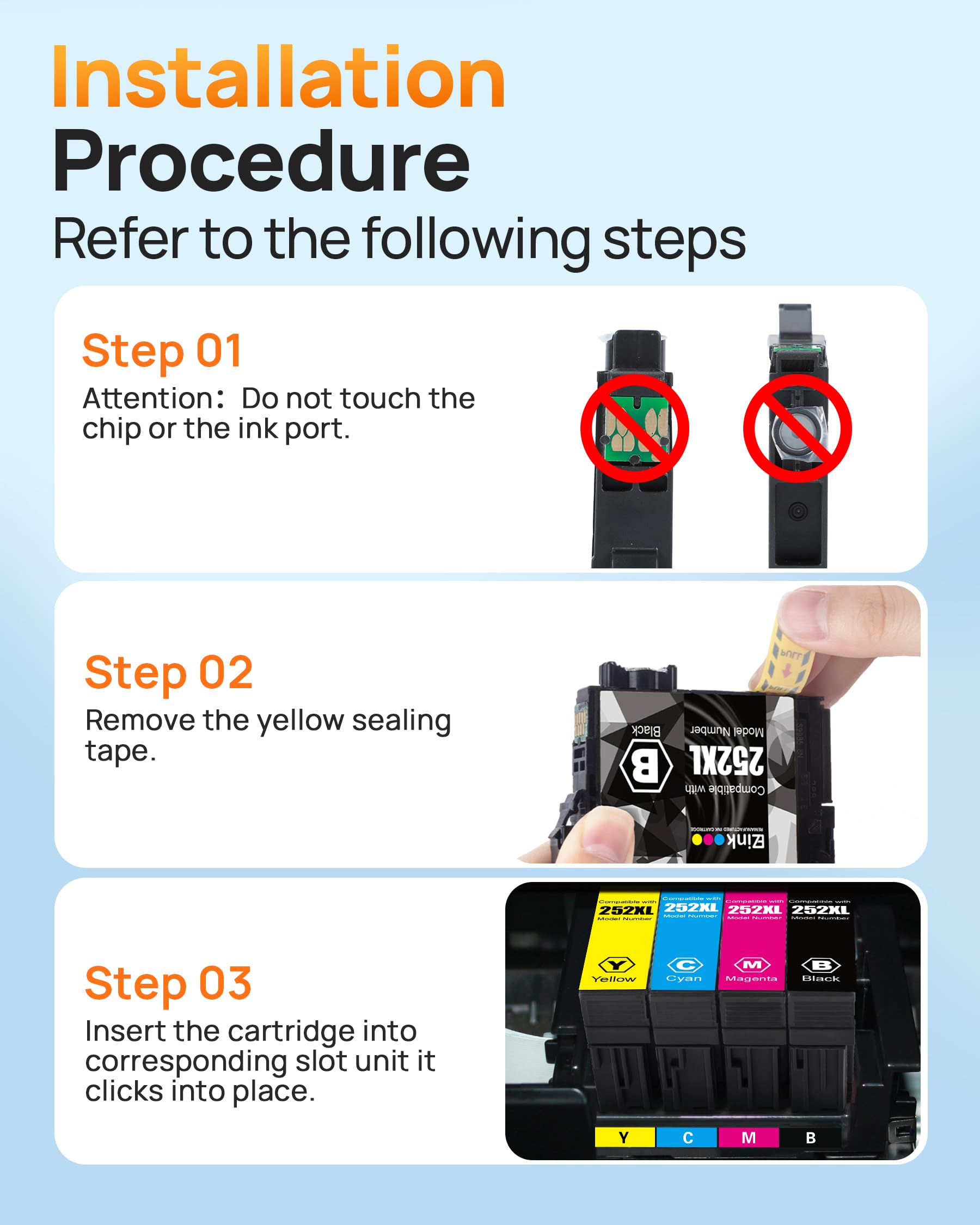 E-Z Ink (Remanufactured Ink Cartridge Replacement for Epson 252XL 252 XL T252XL120 to use with Workforce WF-7110 WF-7720 WF-7710 WF-3620 WF-3640 (1 Large Black, 1 Cyan, 1 Magenta, 1 Yellow) 4 Pack - Image 5