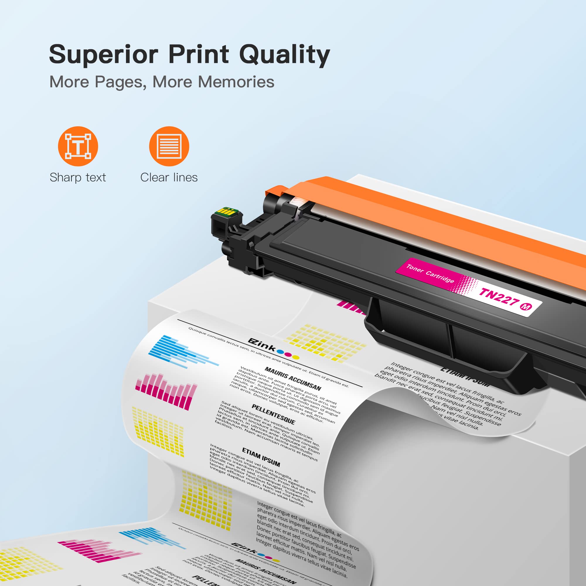 E-Z Ink (TM) Compatible Toner Cartridge Replacement for Brother TN227M TN227 TN-227 TN223 TN223M to use with MFC-L3770CDW MFC-L3750CDW HL-L3230CDW HL-L3290CDW HL-L3210CW MFC-L3710CW (1 Magenta) - Image 3