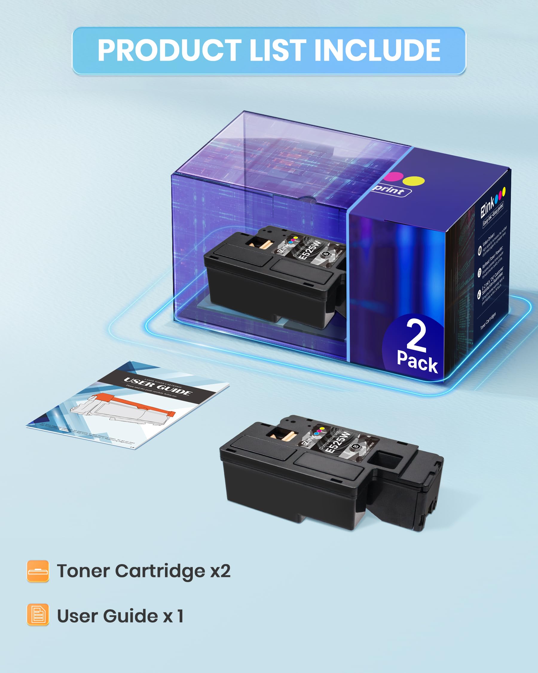 E-Z Ink (TM Compatible Toner Cartridge Replacement for Dell E525W E525 525w to use with E525w Wireless Color Printer for 593-BBJX (Black, 2 Pack) - Image 4