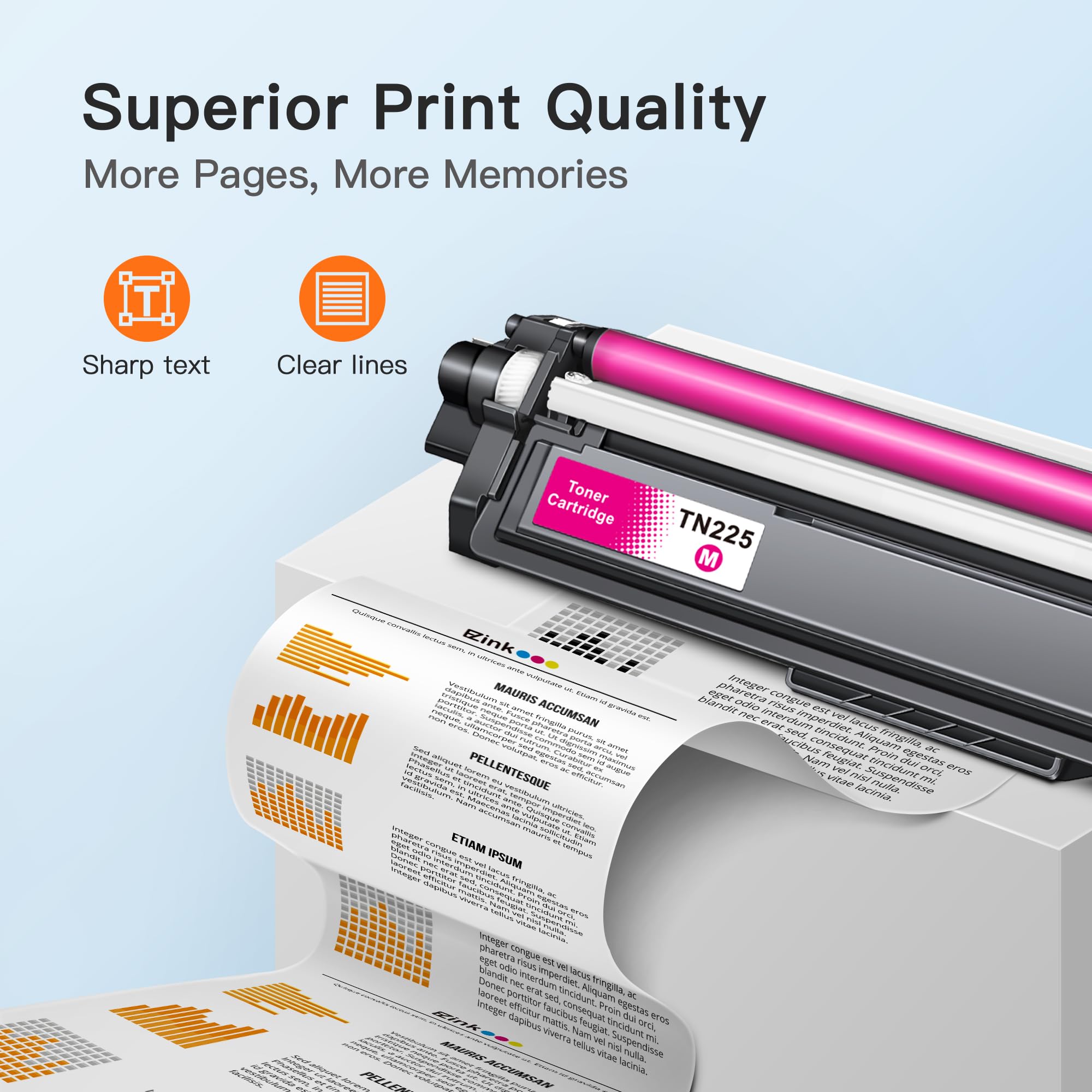 E-Z Ink TN225 Toner Cartridge Replacement for Brother TN225 Toner Cartridges TN 225 TN-225 TN225 Work for HL-3140CW HL-3170CDW MFC-9330CDW MFC-9340CDW MFC-9130CW (Magenta) - Image 3