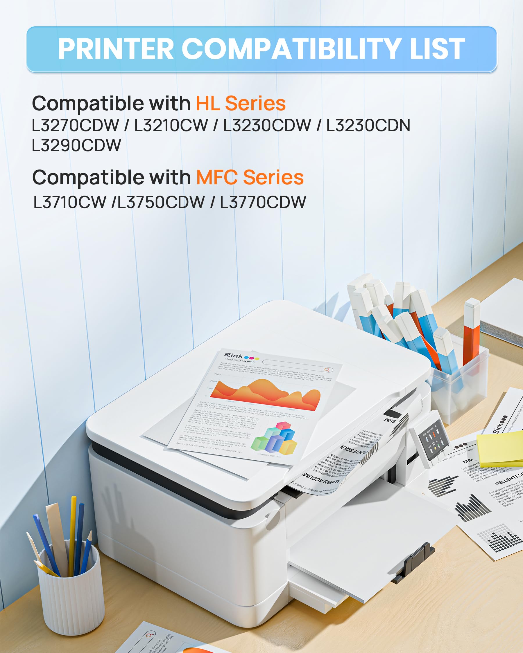 E-Z Ink TN227 Compatible Toner Cartridge Replacement for TN-227BK/C/M/Y High Yield Brother TN227 TN227BK TN223 to use with HL-L3270CDW HL-L3230CDW HL-L3210CW HL-L3290CDW MFC-L3710CDW (4 Pack) - Image 2