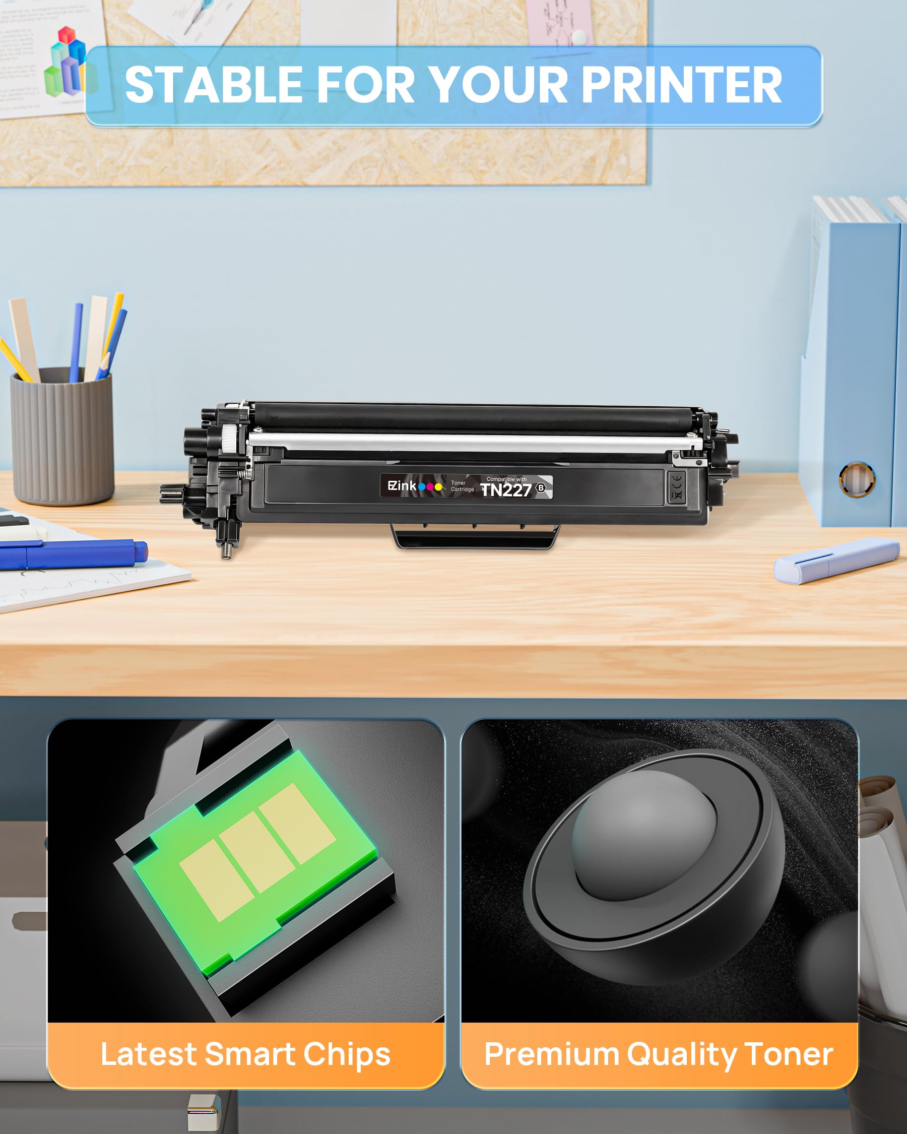 E-Z Ink TN227 Compatible Toner Cartridge Replacement for TN-227BK/C/M/Y High Yield Brother TN227 TN227BK TN223 to use with HL-L3270CDW HL-L3230CDW HL-L3210CW HL-L3290CDW MFC-L3710CDW (4 Pack) - Image 5
