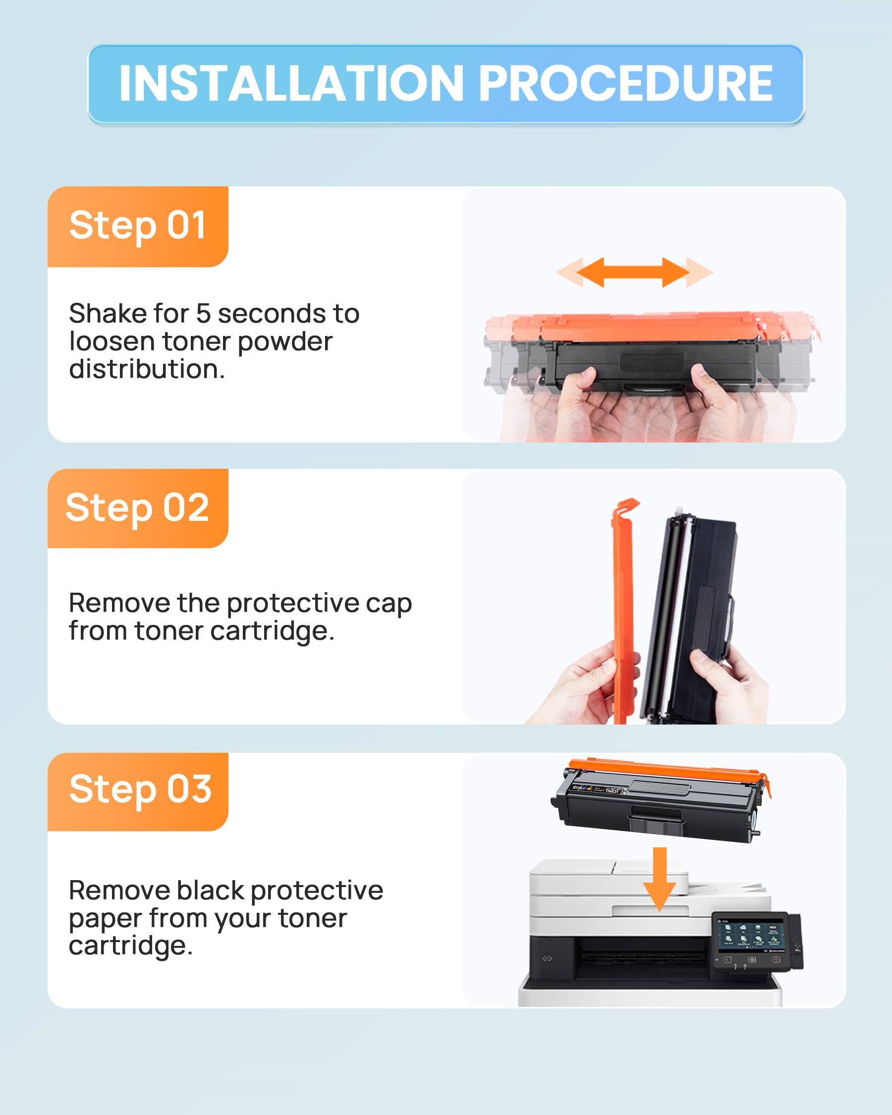 E-Z Ink TN431 Toner Cartridge Compatible for Brother TN431 4-Color Toner Cartridge Set TN-431 TN433 TN436 to Use with Brother HL-L8360CDW HL-L8260CDW MFC-L8900CDW MFC-L8690CDW Printer (4 Pack-BCMY) - Image 2