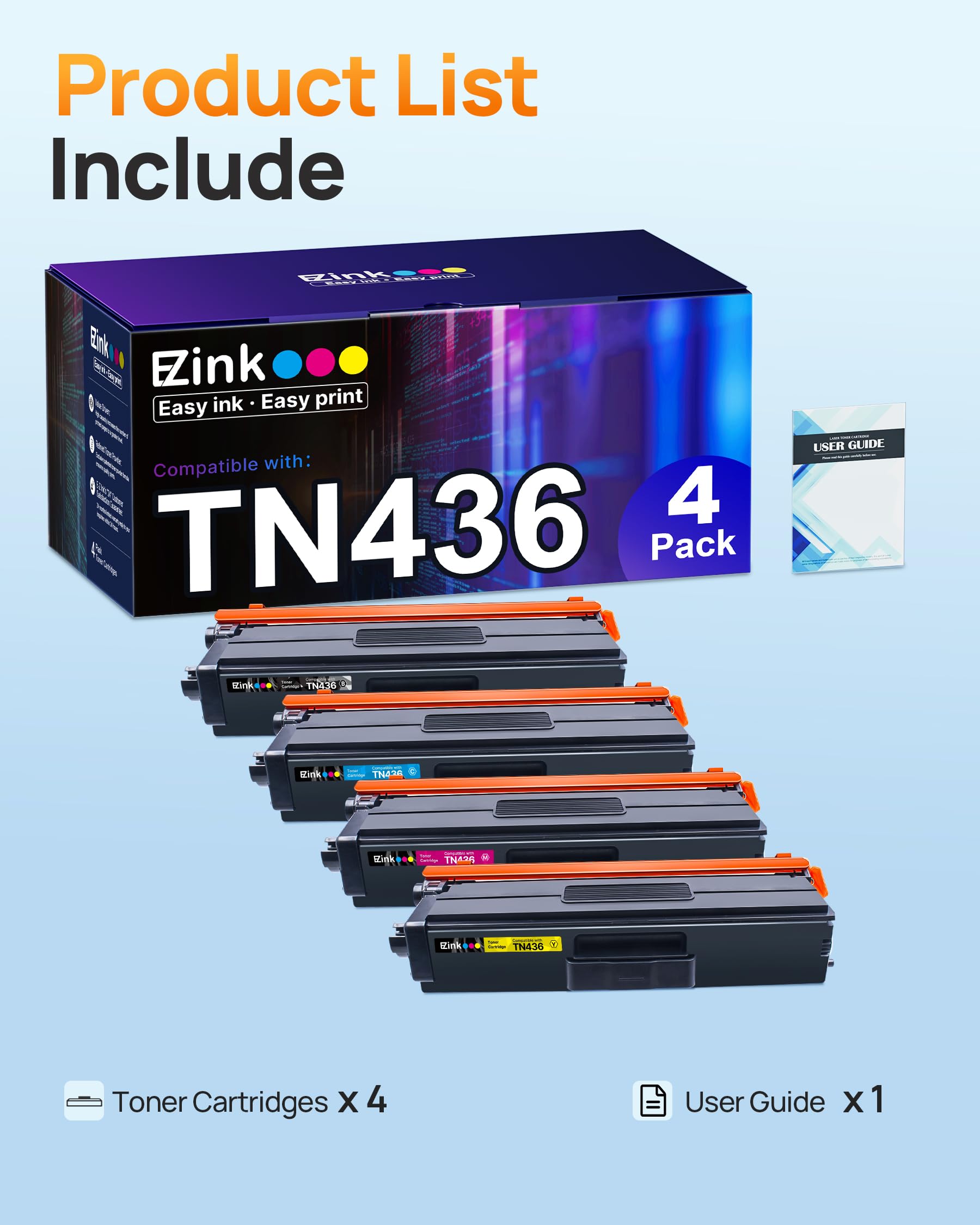 E-Z Ink TN436 Toner Cartridge Compatible for Brother TN436 TN-436 Toner Replacement for TN436 TN433 TN431 to Use with Brother HL-L8260CDW, L8360CDW, MFC-L8690CDW, L8900CDW, DCP-L8410CDW Printers - Image 4