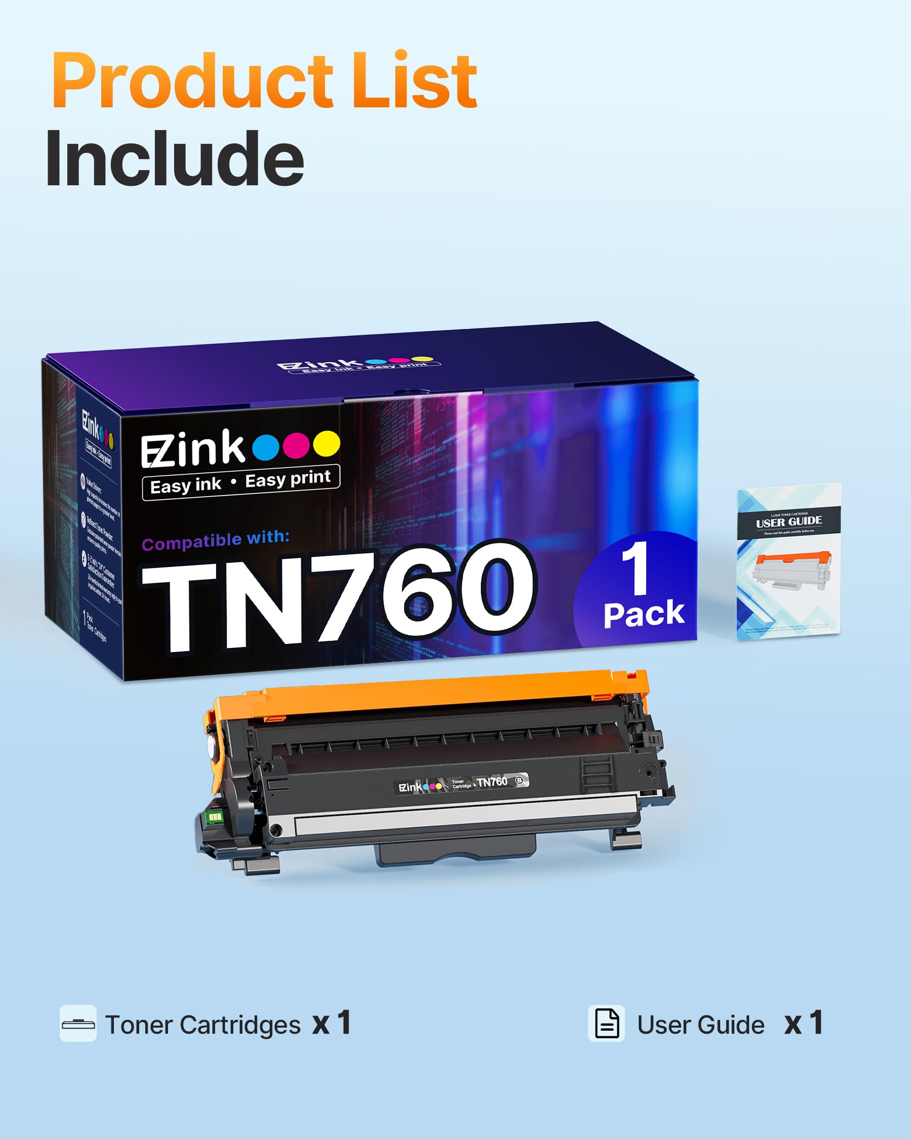 E-Z Ink TN760 Toner Cartridge with Chip Replacement for Brother TN-760 TN730 TN-730 TN760 Toner for Brother DCP-L2550DW HL-L2350DW L2395DW L2390DW L2370DW MFC-L2710DW L2750DW L2730DW Printer (1 Pack) - Image 4