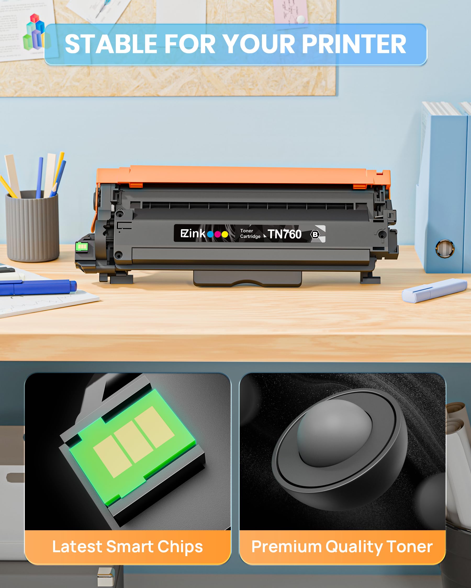 E-Z Ink TN760 Toner Cartridge with Chip Replacement for Brother TN-760 TN730 TN-730 TN760 Toner for Brother DCP-L2550DW HL-L2350DW L2395DW L2390DW L2370DW MFC-L2710DW L2750DW L2730DW Printer (1 Pack) - Image 6