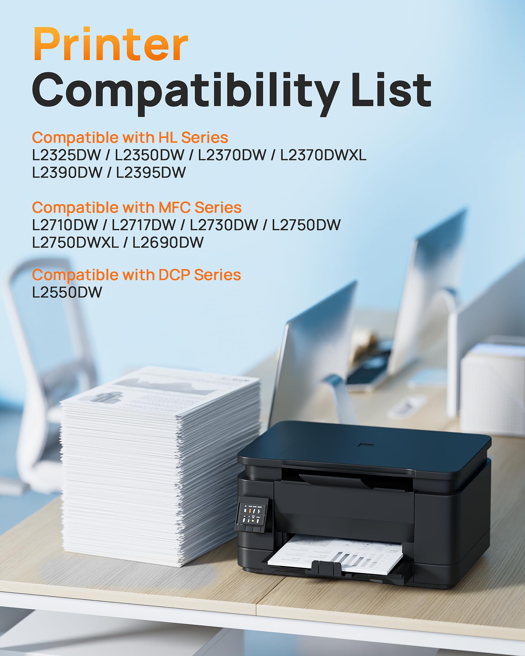 E-Z Ink Compatible TN760 Toner Cartridge Replacement for Brother TN760 TN 760 TN730 Compatible with DCP-L2550DW HL-L2350DW HLL2395DW HLL2390DW HL-L2370DW MFC-L2710DW MFC-L2750DW MFC-L2730DW (3 Black) - Image 2