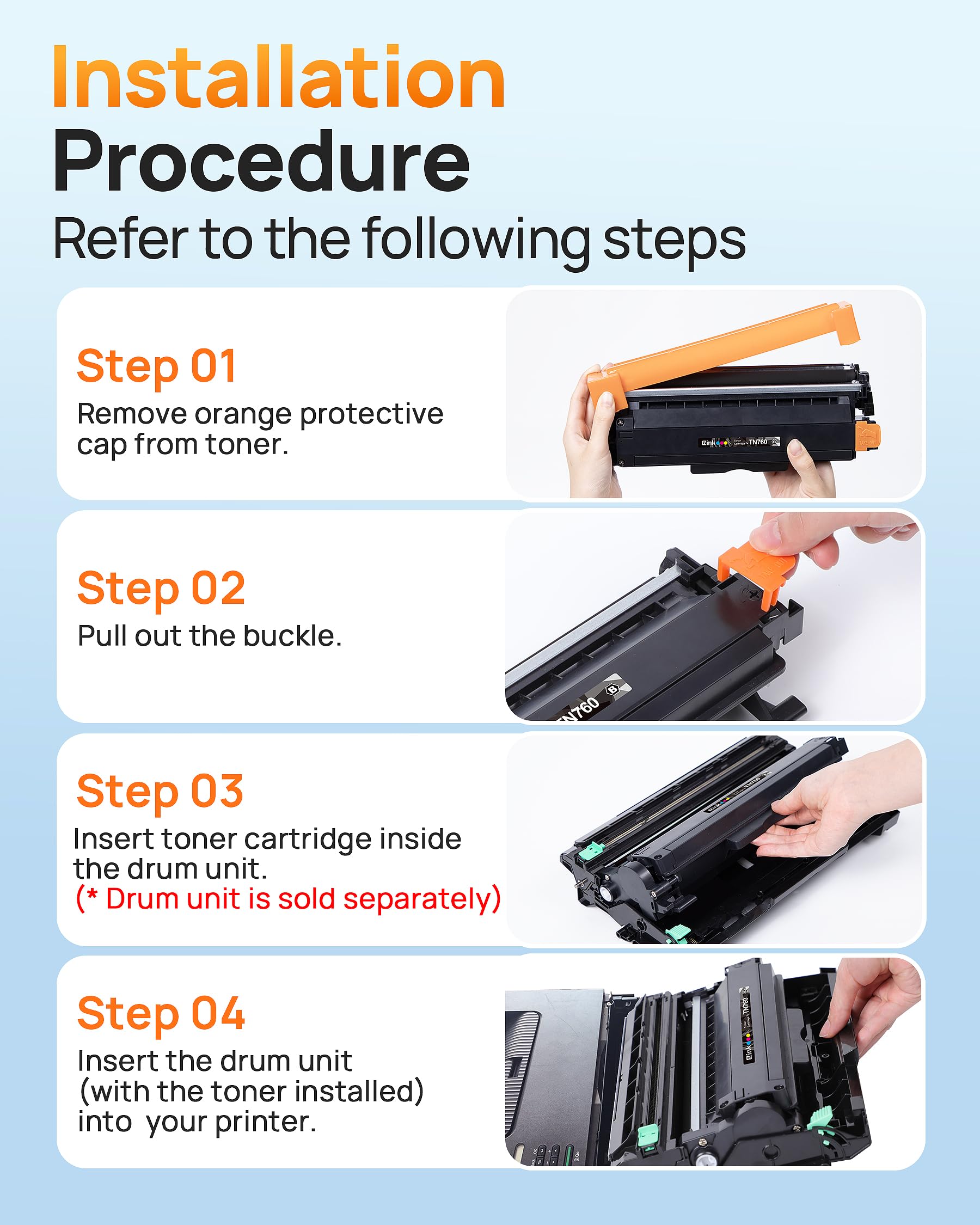 E-Z Ink Compatible TN760 Toner Cartridge Replacement for Brother TN760 TN 760 TN730 Compatible with DCP-L2550DW HL-L2350DW HLL2395DW HLL2390DW HL-L2370DW MFC-L2710DW MFC-L2750DW MFC-L2730DW (3 Black) - Image 6