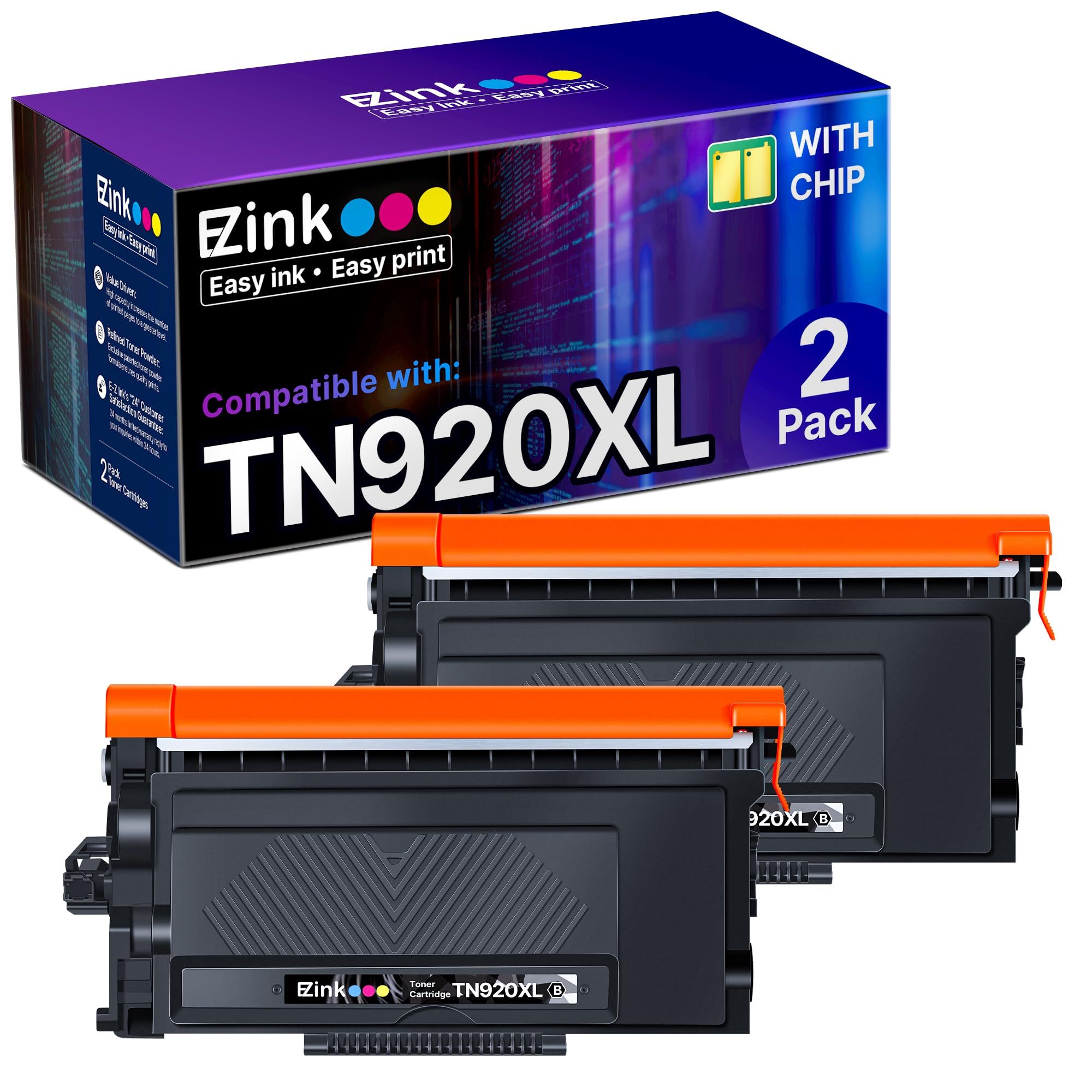 E-Z Ink TN920XL TN920 Toner Cartridge for HL-L6210DW HL-5915DW Compatible Replacement for Brother TN 920XL TN920XXL TN920UXXL TN-920 XL High Yield Use with HL-L6210DWT HL-L5210DW (2 Black, with Chip)