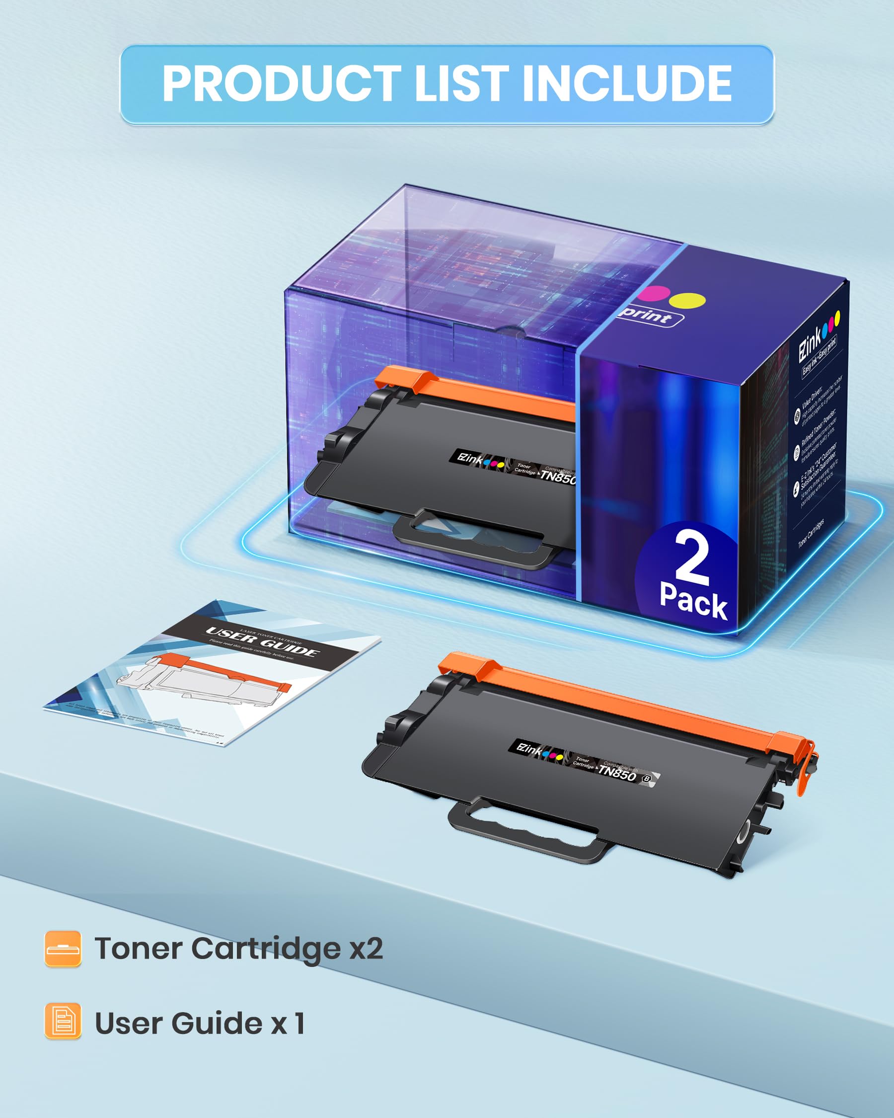 TN850 Toner Cartridges Compatible Replacement for Brother TN850 TN 850 TN-850 TN820 TN 820 TN880 Toner Cartridge to use with HL-L6200dw HL-L6200dwt MFC-L5900dw MFC-L5850dw MFC-L5700dw (2 Black) - Image 4