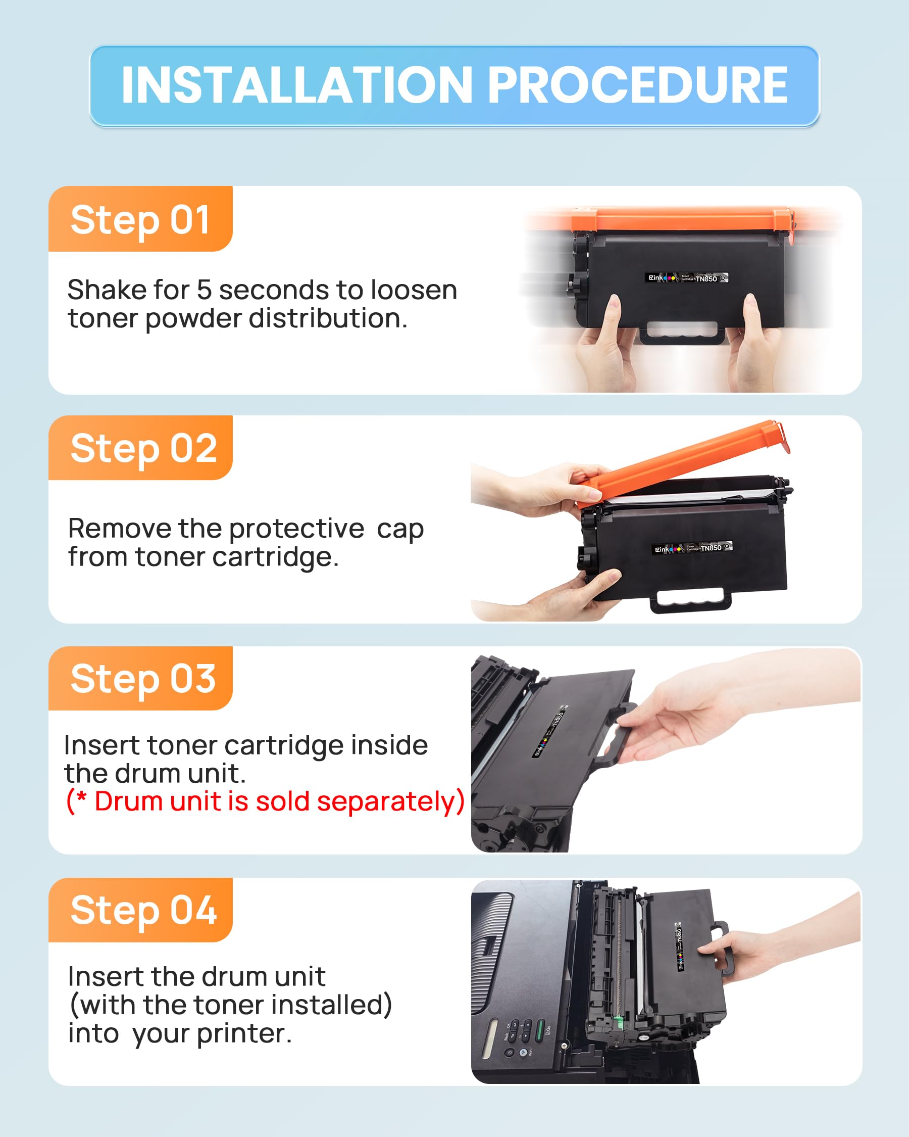 Compatible TN850 High Yield Toner Cartridge Replacement for Brother TN850 TN 850 TN-850 TN820 TN 820 Toner Cartridge to use with HL-L6200dw HL-L6200dwt MFC-L5900dw MFC-L5850dw MFC-L5700dw (4 Black) - Image 6